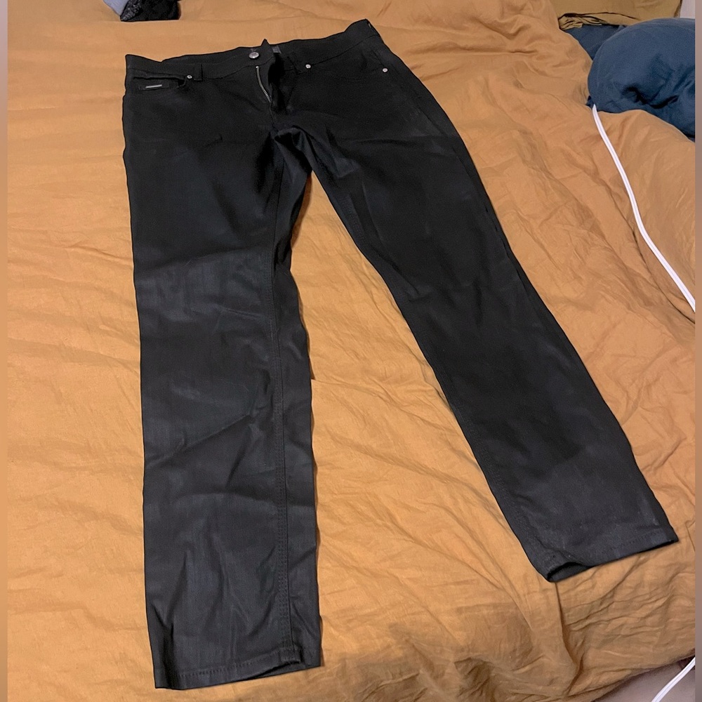 Zara Man waxed Black denim jeans slim fit size 34x30